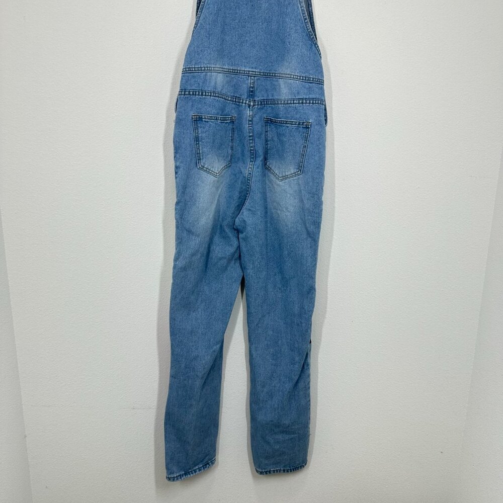 Misslook Floral Painted Denim Bib Overalls Festival Quirky Women's Size Small - Picture 2 of 12